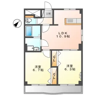 K・U レジデンス【2階】の間取り