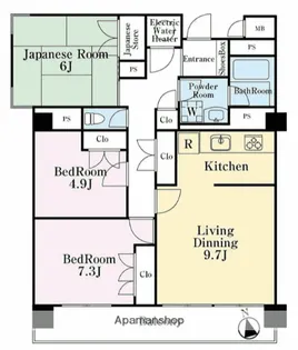本厚木ハイツ【8階】の間取り