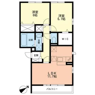 2LDKの間取り画像