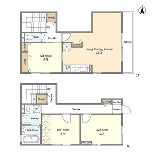 ラ メゾネット ヴェルトゥ【1階】の間取り