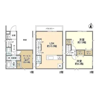 東京都大田区新蒲田3丁目【一戸建】の間取り