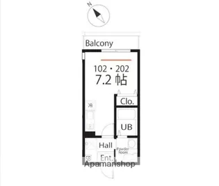 ハーミットクラブハウスNAGATSUTA【3階】の間取り