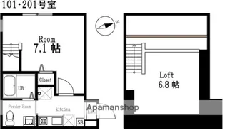 ハーミットクラブハウスヴァンキャトル逗子【2階】の間取り