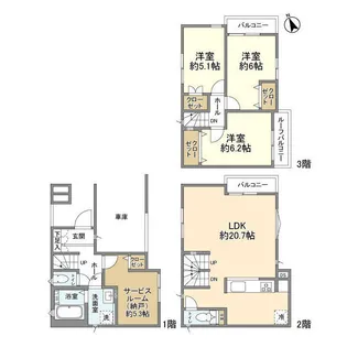 神奈川県藤沢市城南3丁目【一戸建】の間取り