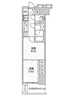 WORVE横浜伊勢佐木町【15階】の間取り