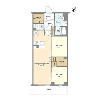 2LDKの間取り画像