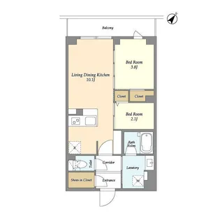 2LDKの間取り画像