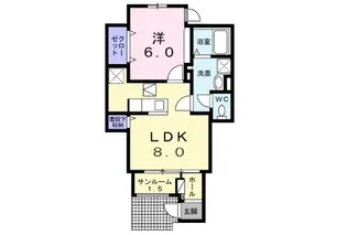 シャンブル湘南【1階】の間取り