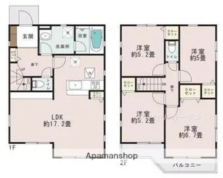 神奈川県厚木市山際【一戸建】の間取り