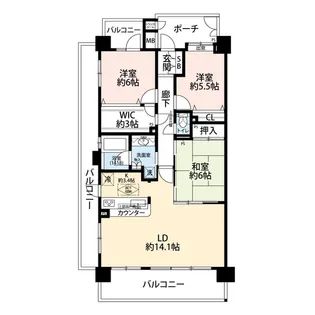 クレストフォルム横浜鶴見ディアガーデン【6階】の間取り