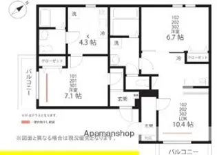 QUIET CRAB HOUSE MIX 鎌倉Ⅱ(仮)【3階】の間取り