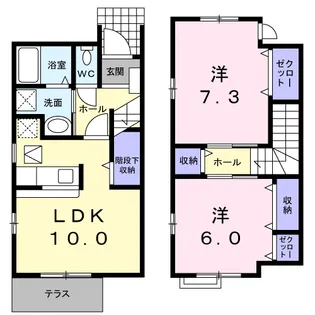 ヴィレッジハウスⅡ【1階】の間取り