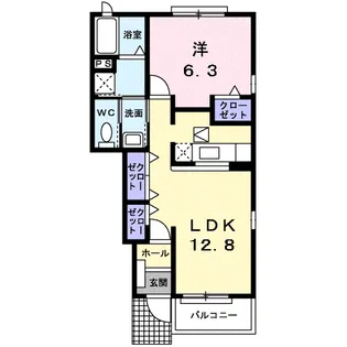 レジデンスすずらんB【1階】の間取り