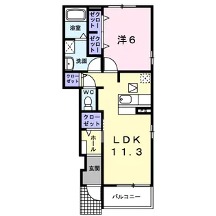 ラ・ソレアード【1階】の間取り