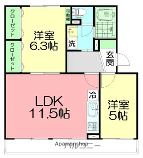 桃山コーポ2号棟【2階】の間取り