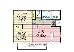 大会下コーポC棟【2階】の間取り