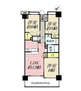 藤和シティーホームズ大和パースサイド・ビュー【3階】の間取り