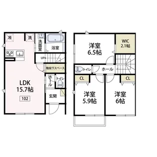 レスペデーザ茅ヶ崎【102号室号室】の間取り