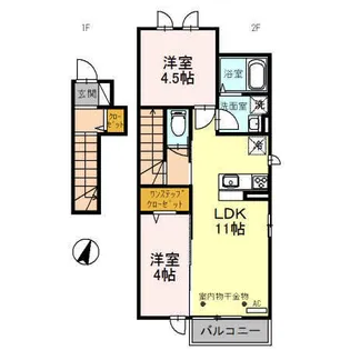 ヴィルヌーヴ B棟【2階】の間取り