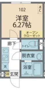 カインドネス厚木旭町NORTH【102号室号室】の間取り