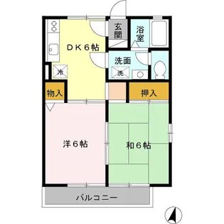 夕陽ケ丘フラッツ【2階】の間取り