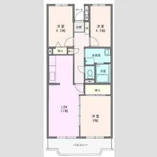 フォーレスト城北A棟【1階】の間取り