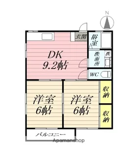 コーポアルビオン【202号室】の間取り