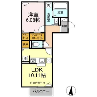 ヒルズ萩山【1階】の間取り