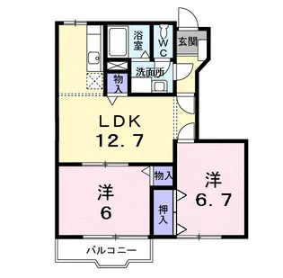 サンシャインB【1階】の間取り