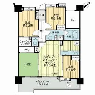 ライオンズマンション茅ヶ崎グランコースト【6階】の間取り