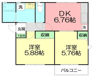 ランドコートB棟【1階】の間取り