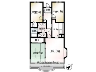 ディアコート大庭【2階】の間取り