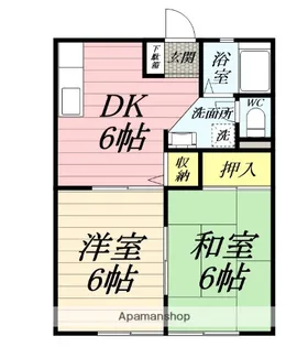 リバーサイドハイツB【2階】の間取り