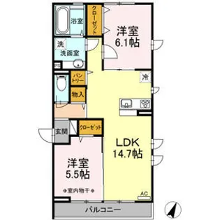 メルディア・エルユ【3階】の間取り