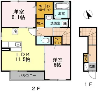 ハイネスB【2階】の間取り