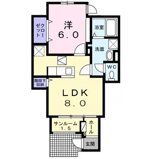 シャンブル湘南【102号室】の間取り