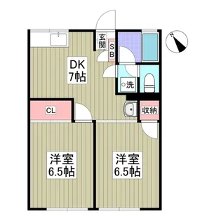 シティハイムアケボノB【1階】の間取り