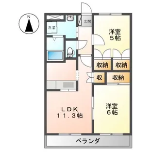 グランディール茅ヶ崎【3階】の間取り