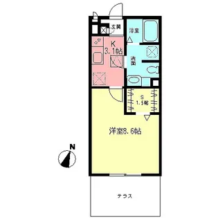 アミカ湘南A【102号室】の間取り