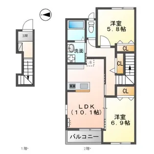 サファイアA【2階】の間取り