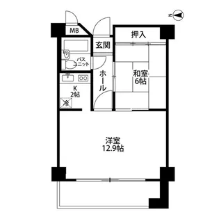 ジュネス小田原【2階】の間取り