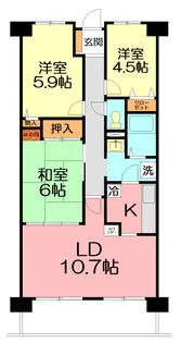 伊勢原グリーンマンション弐番館【5階】の間取り