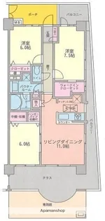 日神パレステージ愛甲石田ヴィジオール(ニッシンパレステージアイコ【3階】の間取り