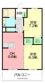 デュー・カルム【1階】の間取り