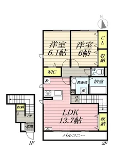 ドエルメイツB【2階】の間取り