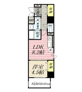 レジデンス湘南平塚【4階】の間取り