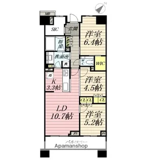 ブランズ中央林間【6階】の間取り