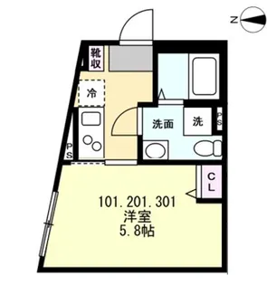 ベイルーム相模大塚【1階】の間取り