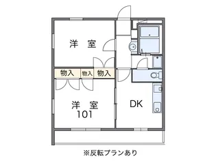 レオパレスフラワー開成【104号室】の間取り