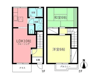 神奈川県平塚市広川【テラスハウス】の間取り